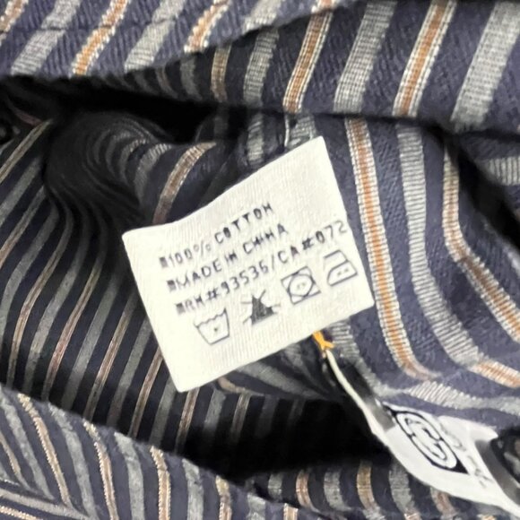 Ecko Unltd Men's XL Blue White‎ Striped Long Sleeve Button Up Shirt Logo - Picture 6 of 7